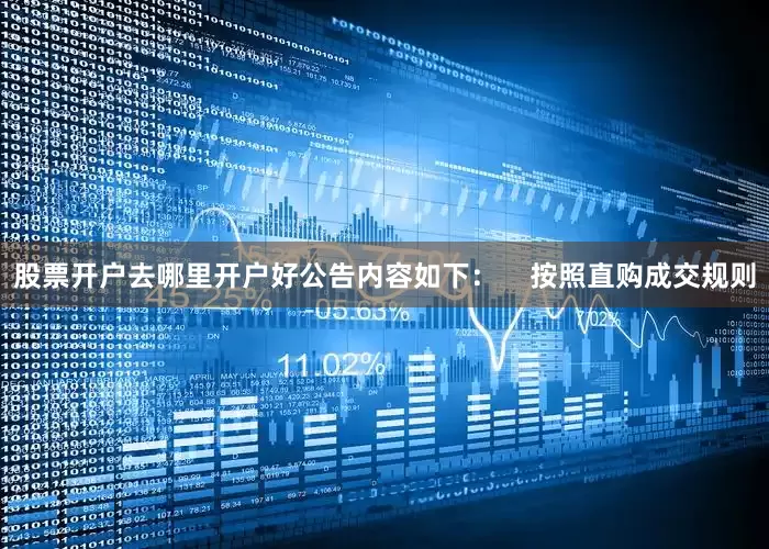 股票开户去哪里开户好公告内容如下：    按照直购成交规则
